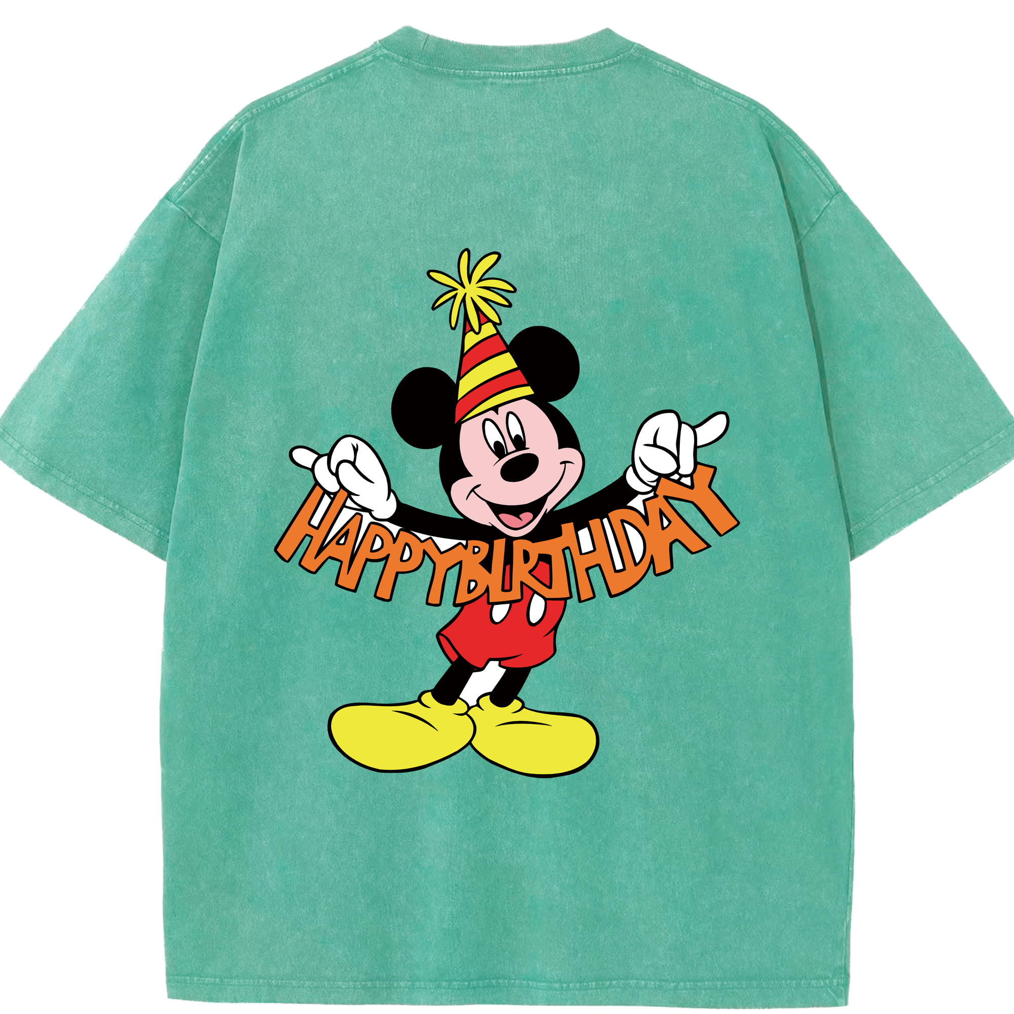 （画像用） ミッキーマウス Mickey Mouse 綿100% ヴィンテージ風 半袖Tシャツ（背面プリント）
